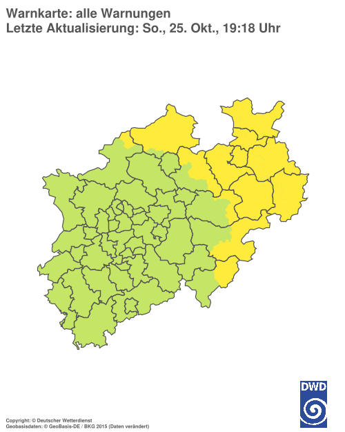 Current weather warning map: Nordrhein-Westfalen