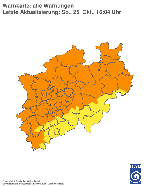 Current weather warning map: Nordrhein-Westfalen