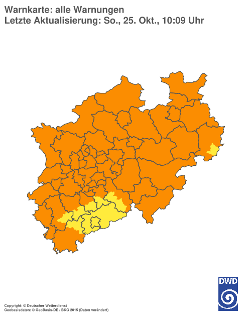 Current weather warning map: Nordrhein-Westfalen