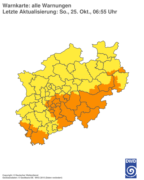 Current weather warning map: Nordrhein-Westfalen
