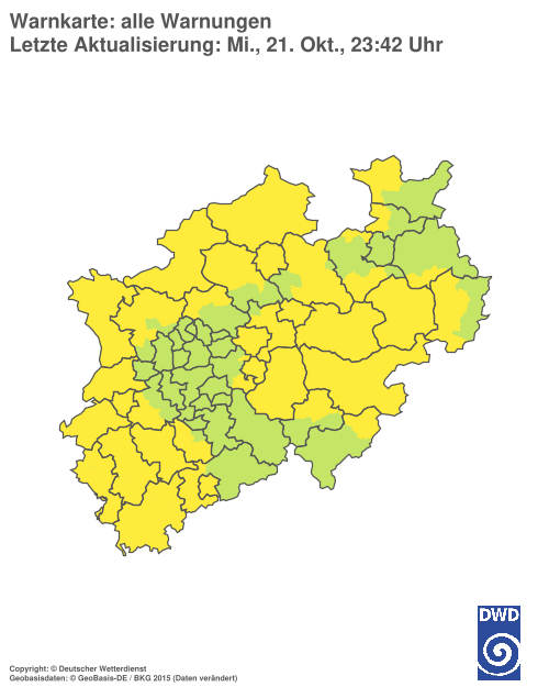 Current weather warning map: Nordrhein-Westfalen