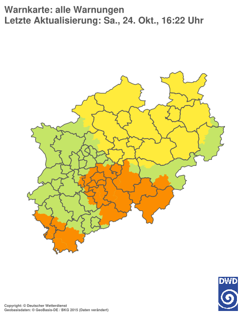 Current weather warning map: Nordrhein-Westfalen